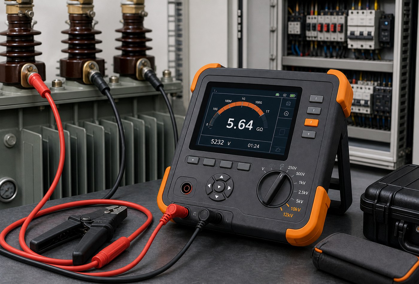 Megóhmetro 12 kV para ensayo de aislación en cables y transformador sin personas